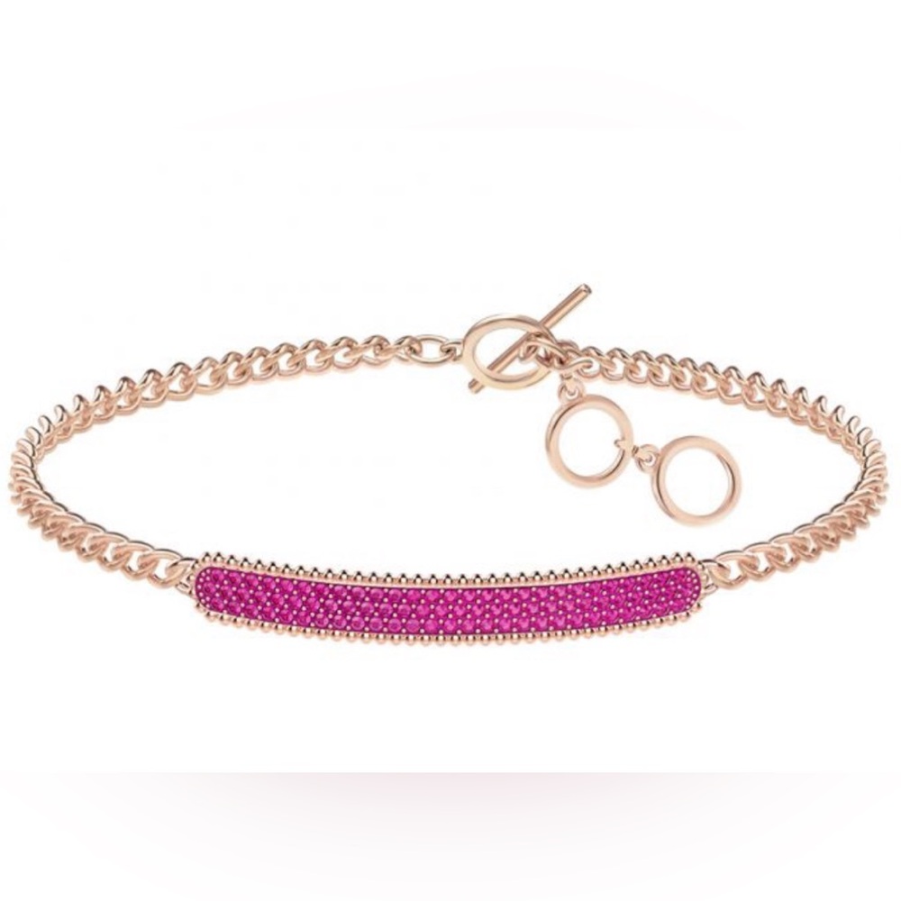 Swarovski locket bracelet, pink, rose gold plating.